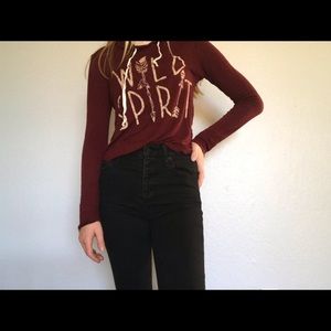 Red hooded long sleeve